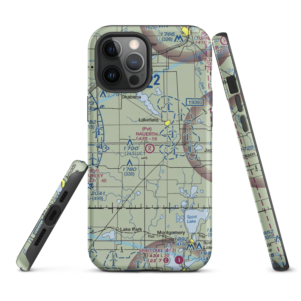 Nauerth Land Ranch Airport (03MN) VFR Sectional  Tough iPhone Case iPhone 12 Pro Max model shown