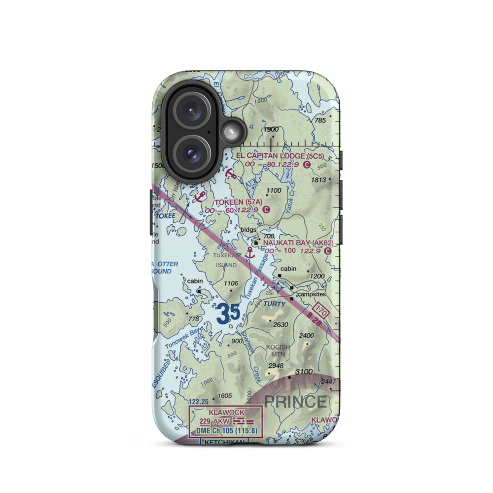 Naukati Bay Seaplane Base (AK62) VFR Sectional  Tough iPhone Case iPhone 16 model shown