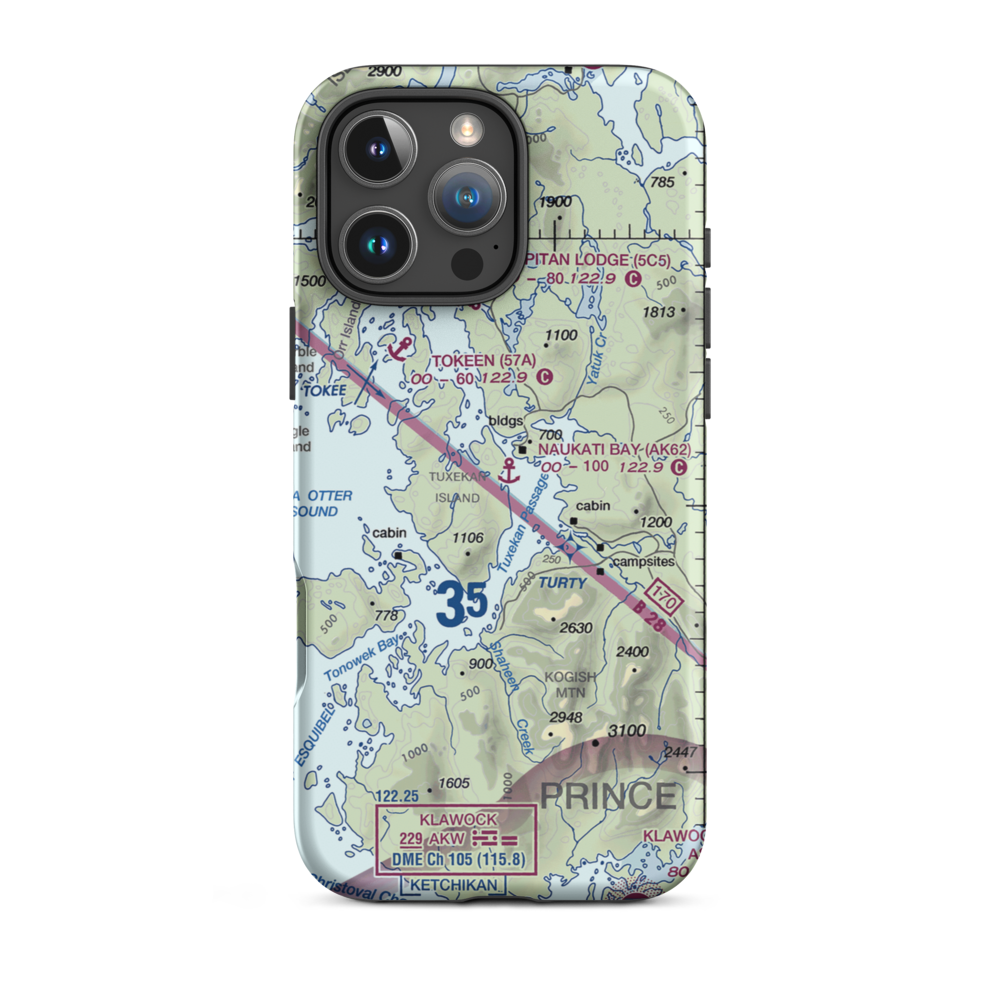 Naukati Bay Seaplane Base (AK62) VFR Sectional  Tough iPhone Case iPhone 16 Pro Max model shown
