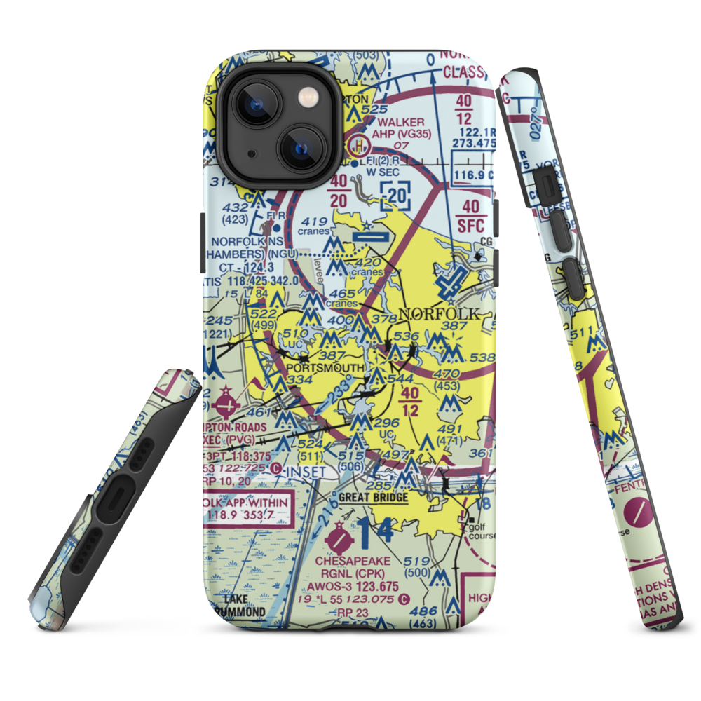 Naval Medical Center Helipad (Z24) VFR Sectional  Tough iPhone Case iPhone 14 Plus model shown