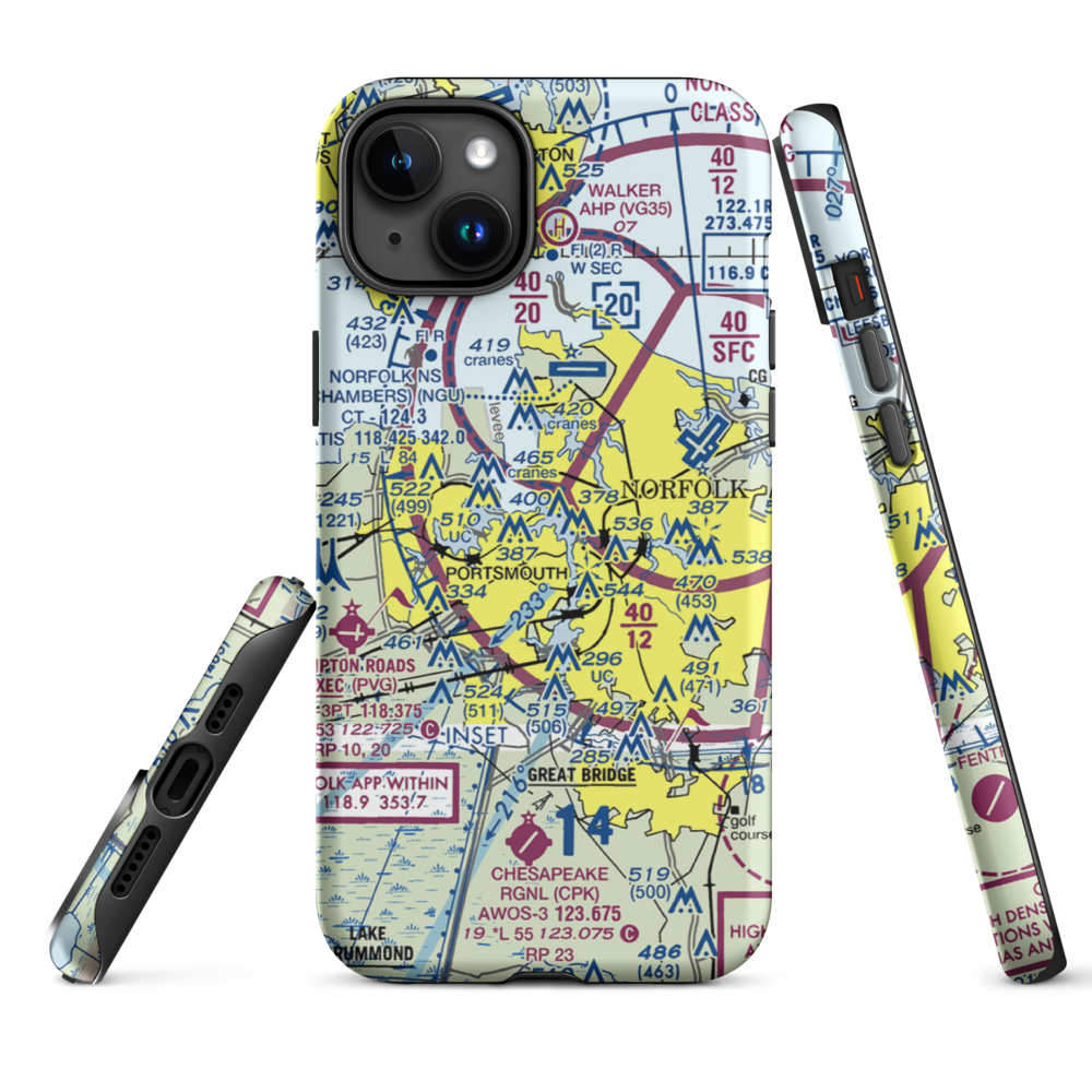 Naval Medical Center Helipad (Z24) VFR Sectional  Tough iPhone Case iPhone 15 Plus model shown