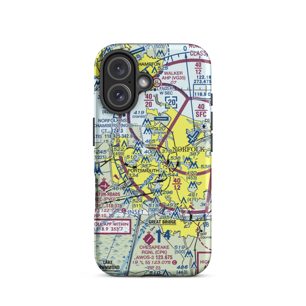 Naval Medical Center Helipad (Z24) VFR Sectional  Tough iPhone Case iPhone 16 model shown