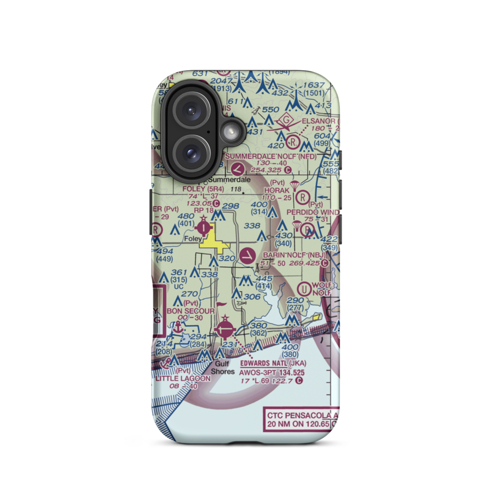 Naval Outlying Field Barin (NBJ) VFR Sectional  Tough iPhone Case iPhone 16 model shown