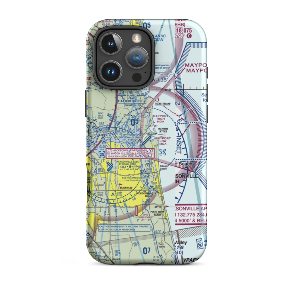 Naval Station Mayport (Admiral David L. Mcdonald Field) (NRB) VFR Sectional  Tough iPhone Case iPhone 16 Pro Max model shown