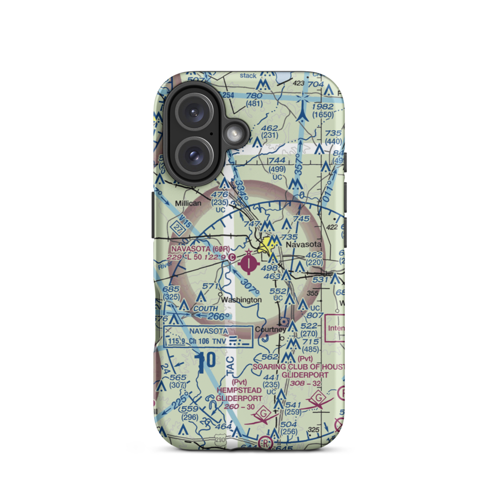 Navasota Municipal Airport (60R) VFR Sectional  Tough iPhone Case iPhone 16 model shown