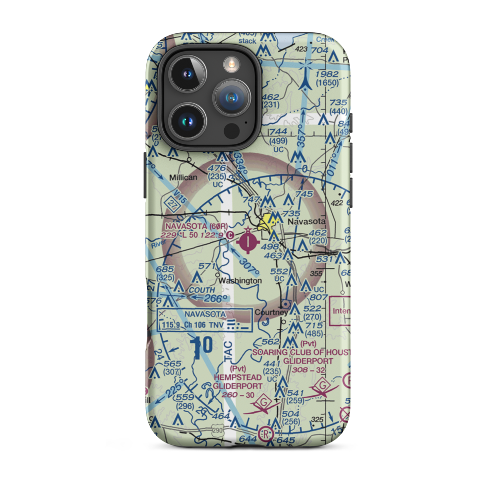 Navasota Municipal Airport (60R) VFR Sectional  Tough iPhone Case iPhone 16 Pro Max model shown