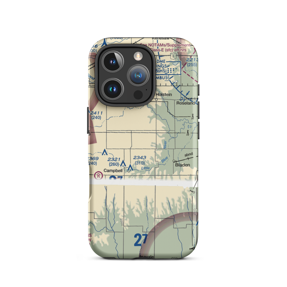 Nebraskaland Aviation Airport (30NE) VFR Sectional  Tough iPhone Case iPhone 16 Pro model shown