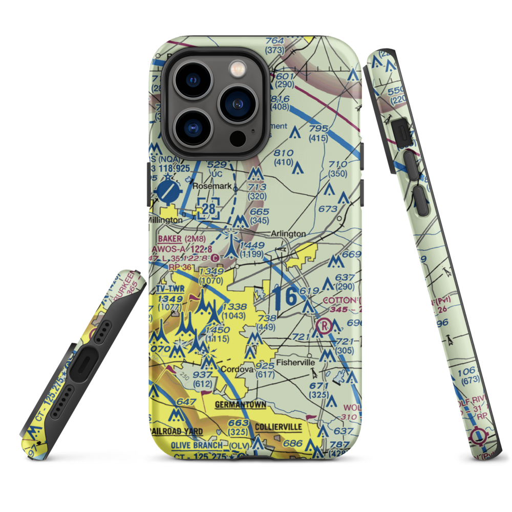 Needham's Airport (TN47) VFR Sectional  Tough iPhone Case iPhone 14 Pro Max model shown