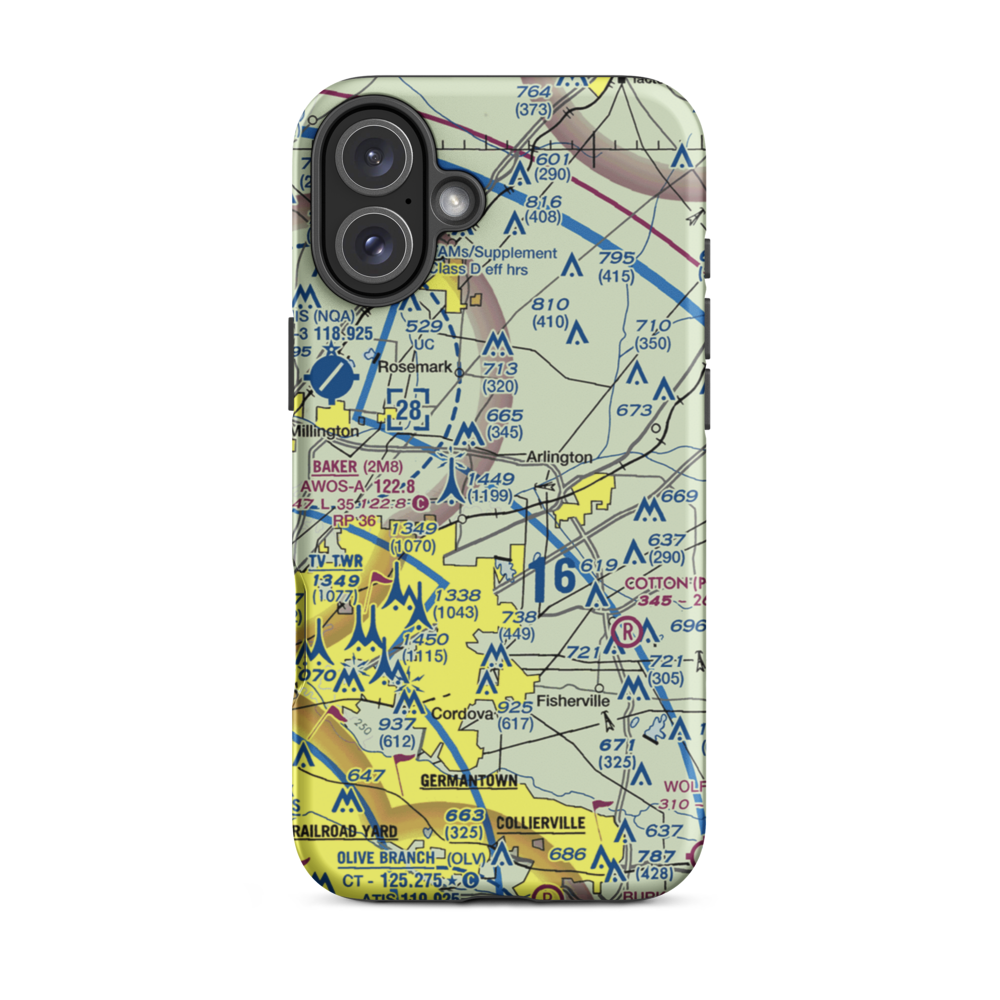 Needham's Airport (TN47) VFR Sectional  Tough iPhone Case iPhone 16 Plus model shown