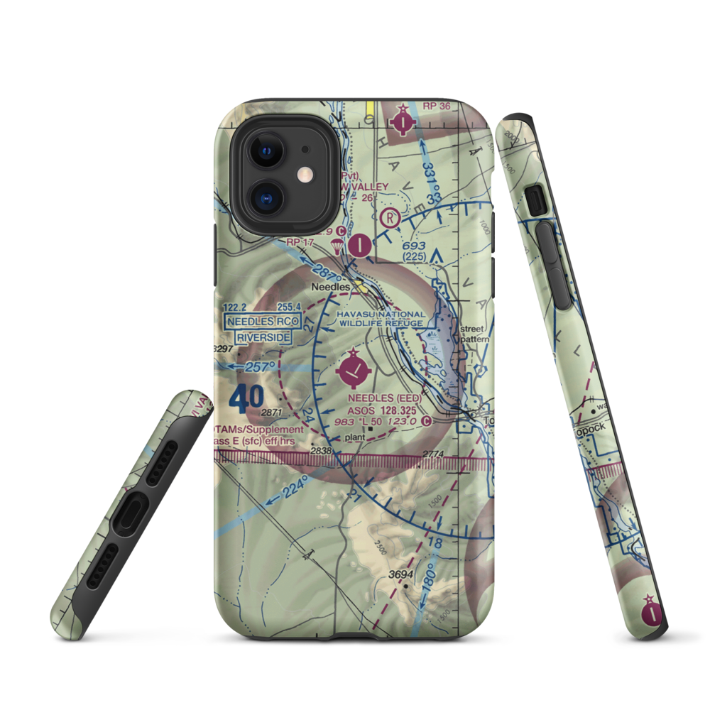 Needles Airport (EED) VFR Sectional  Tough iPhone Case iPhone 11 model shown