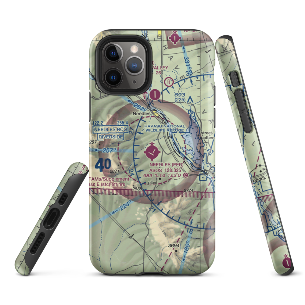 Needles Airport (EED) VFR Sectional  Tough iPhone Case iPhone 11 Pro model shown
