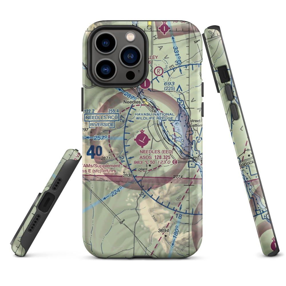 Needles Airport (EED) VFR Sectional  Tough iPhone Case iPhone 13 Pro Max model shown