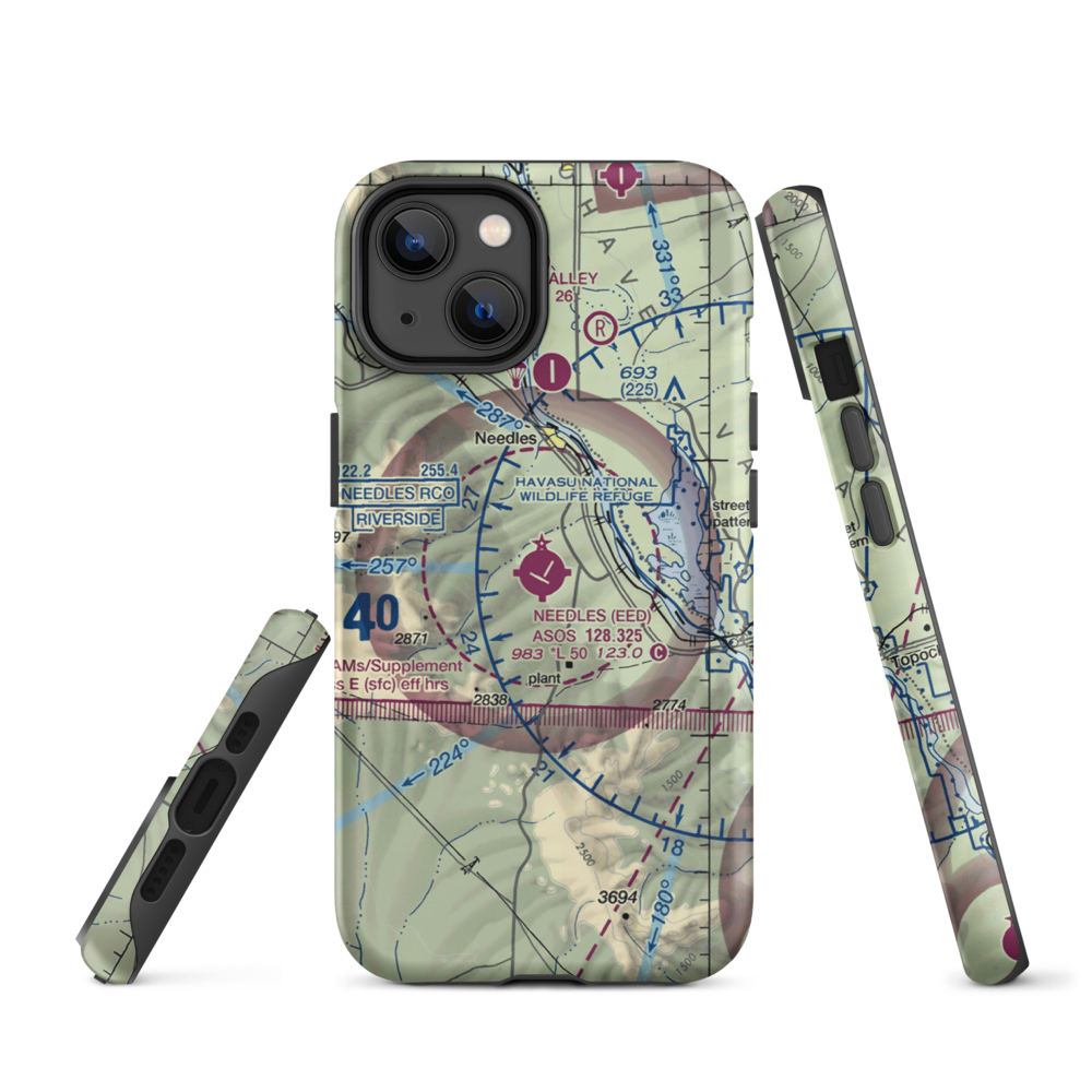 Needles Airport (EED) VFR Sectional  Tough iPhone Case iPhone 14 model shown