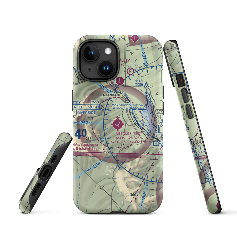 Needles Airport (EED) VFR Sectional  Tough iPhone Case iPhone 15 model shown