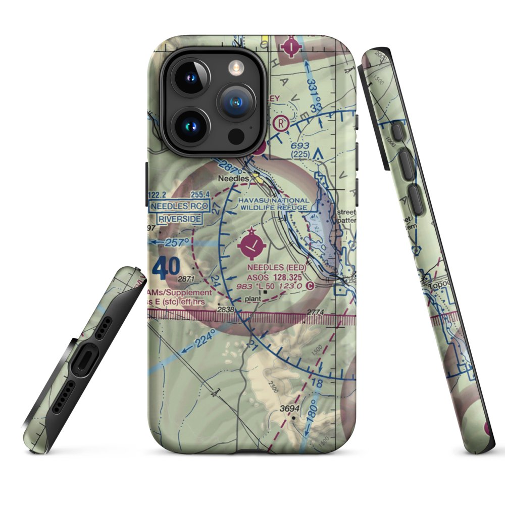 Needles Airport (EED) VFR Sectional  Tough iPhone Case iPhone 15 Pro Max model shown