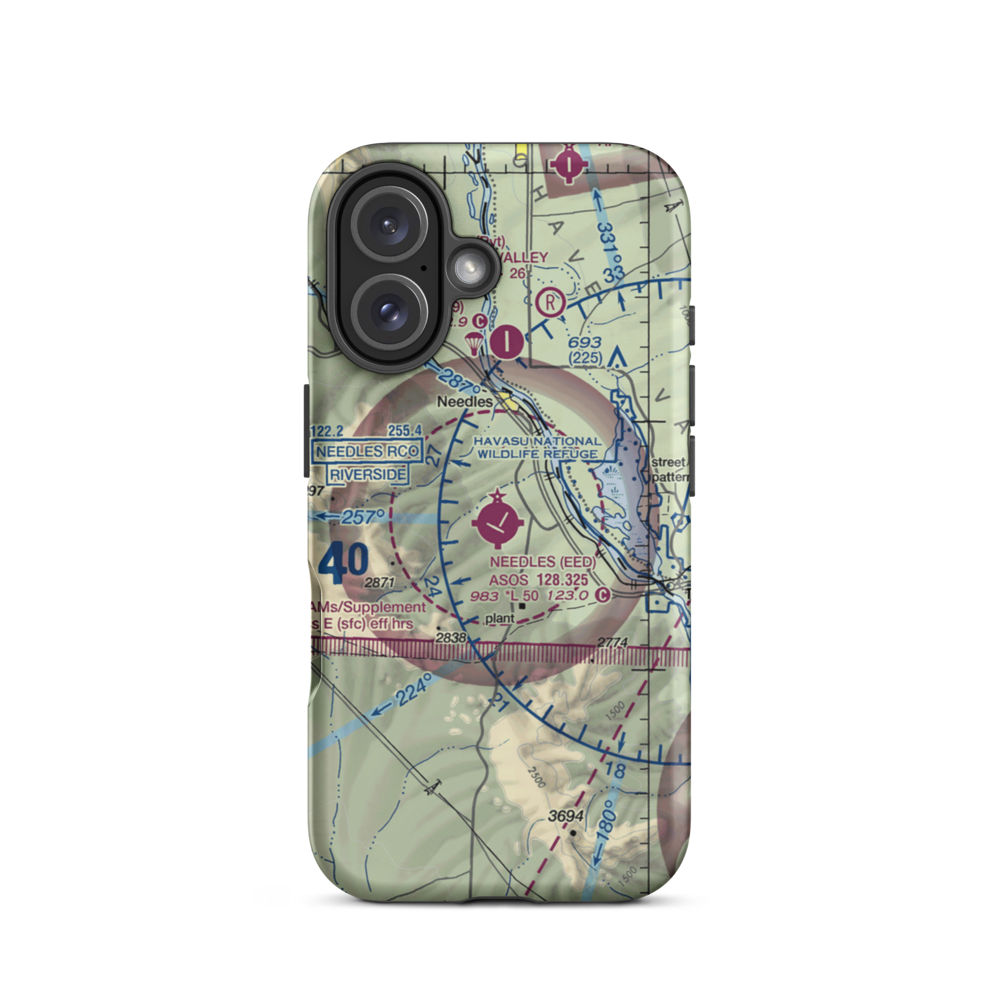 Needles Airport (EED) VFR Sectional  Tough iPhone Case iPhone 16 model shown