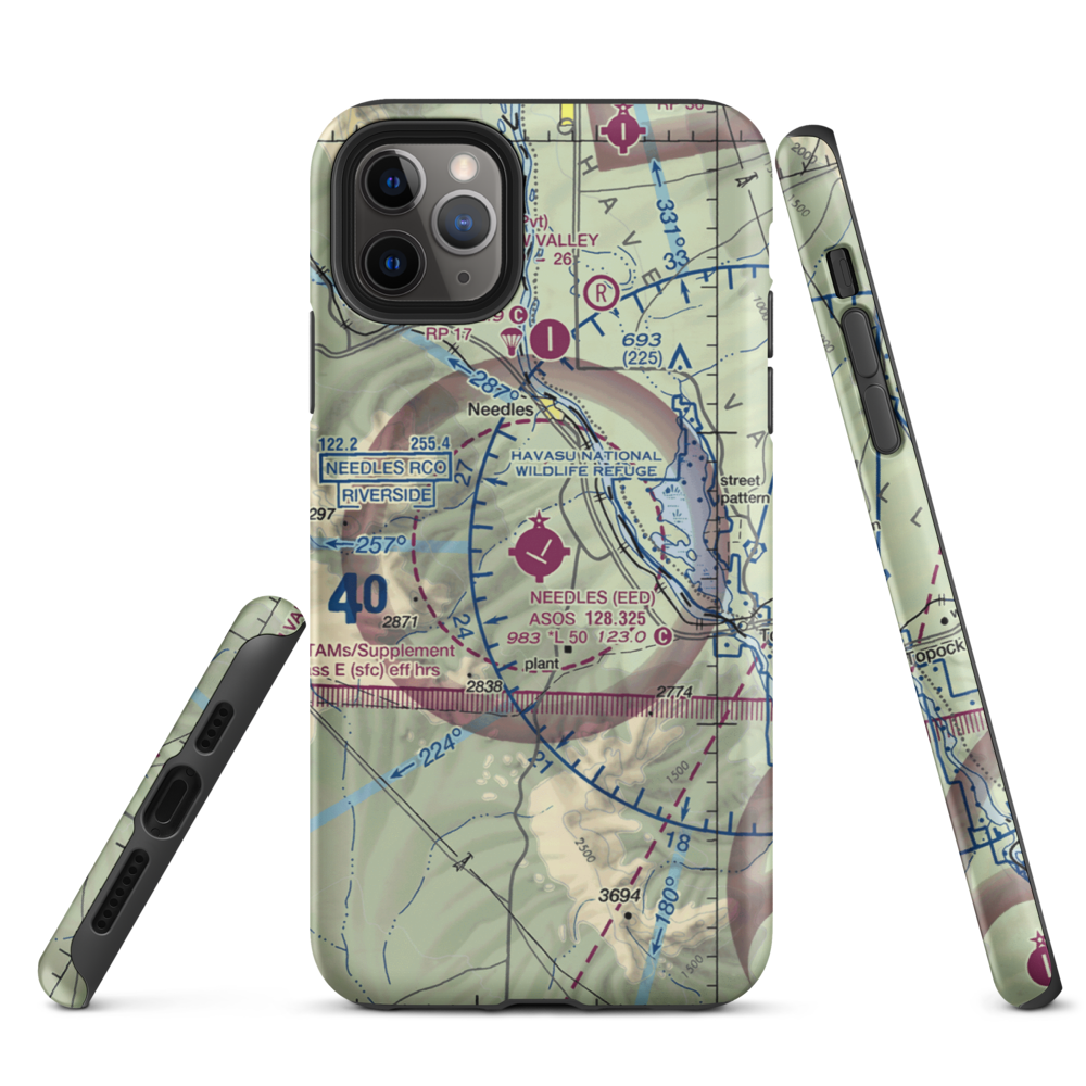 Needles Airport (EED) VFR Sectional  Tough iPhone Case iPhone 11 Pro Max model shown