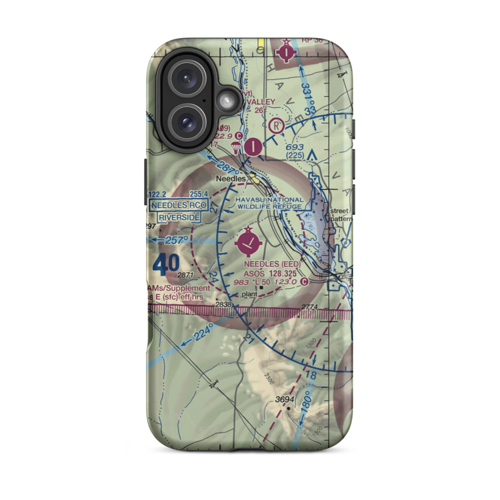 Needles Airport (EED) VFR Sectional  Tough iPhone Case iPhone 16 Plus model shown