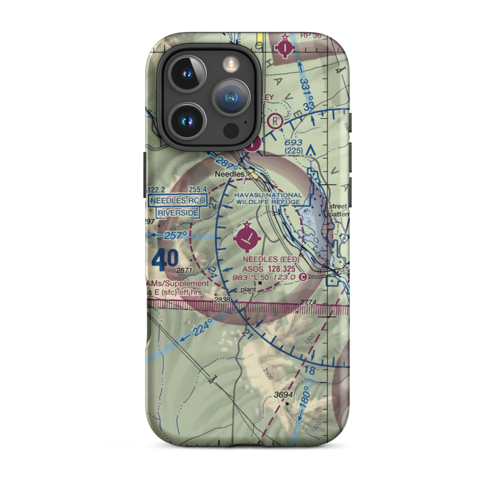Needles Airport (EED) VFR Sectional  Tough iPhone Case iPhone 16 Pro Max model shown
