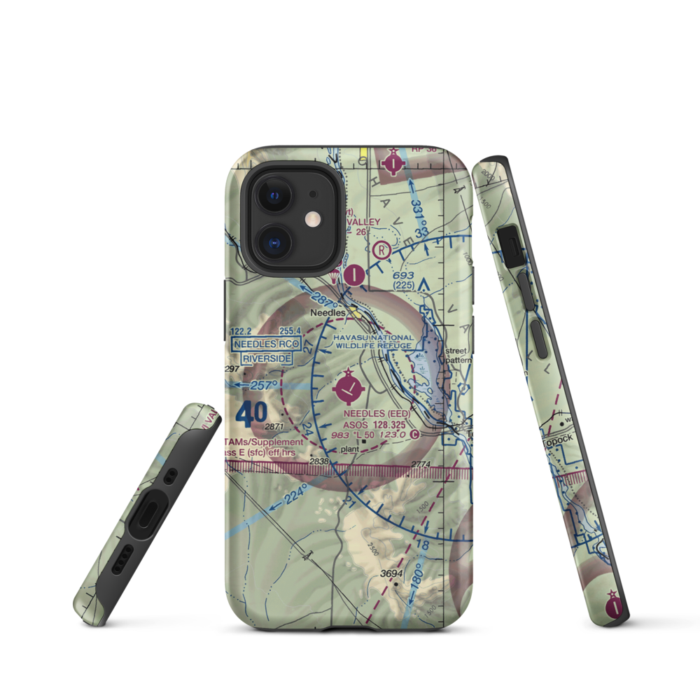 Needles Airport (EED) VFR Sectional  Tough iPhone Case iPhone 12 mini model shown