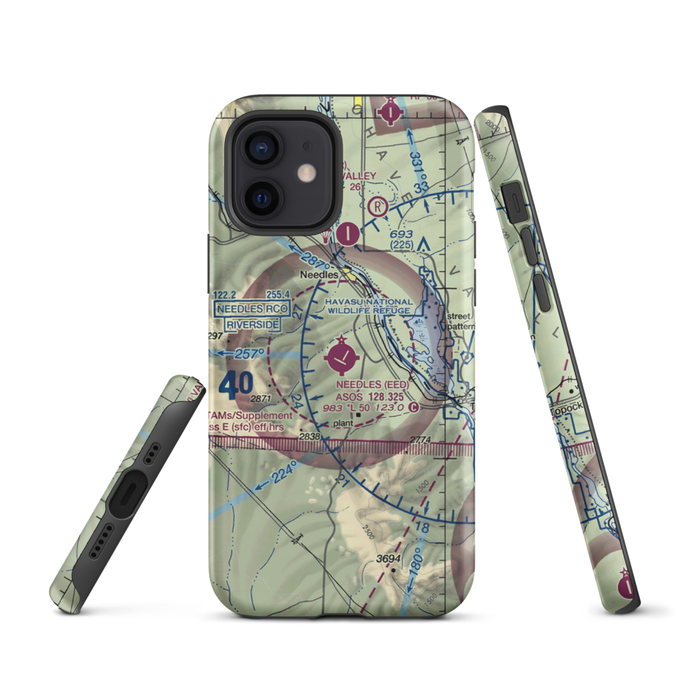 Needles Airport (EED) VFR Sectional  Tough iPhone Case iPhone 12 model shown