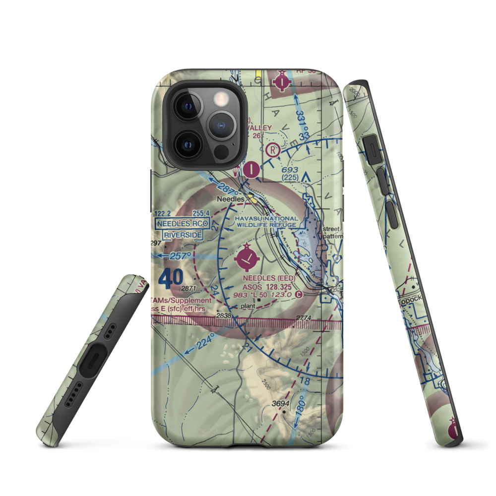 Needles Airport (EED) VFR Sectional  Tough iPhone Case iPhone 12 Pro model shown