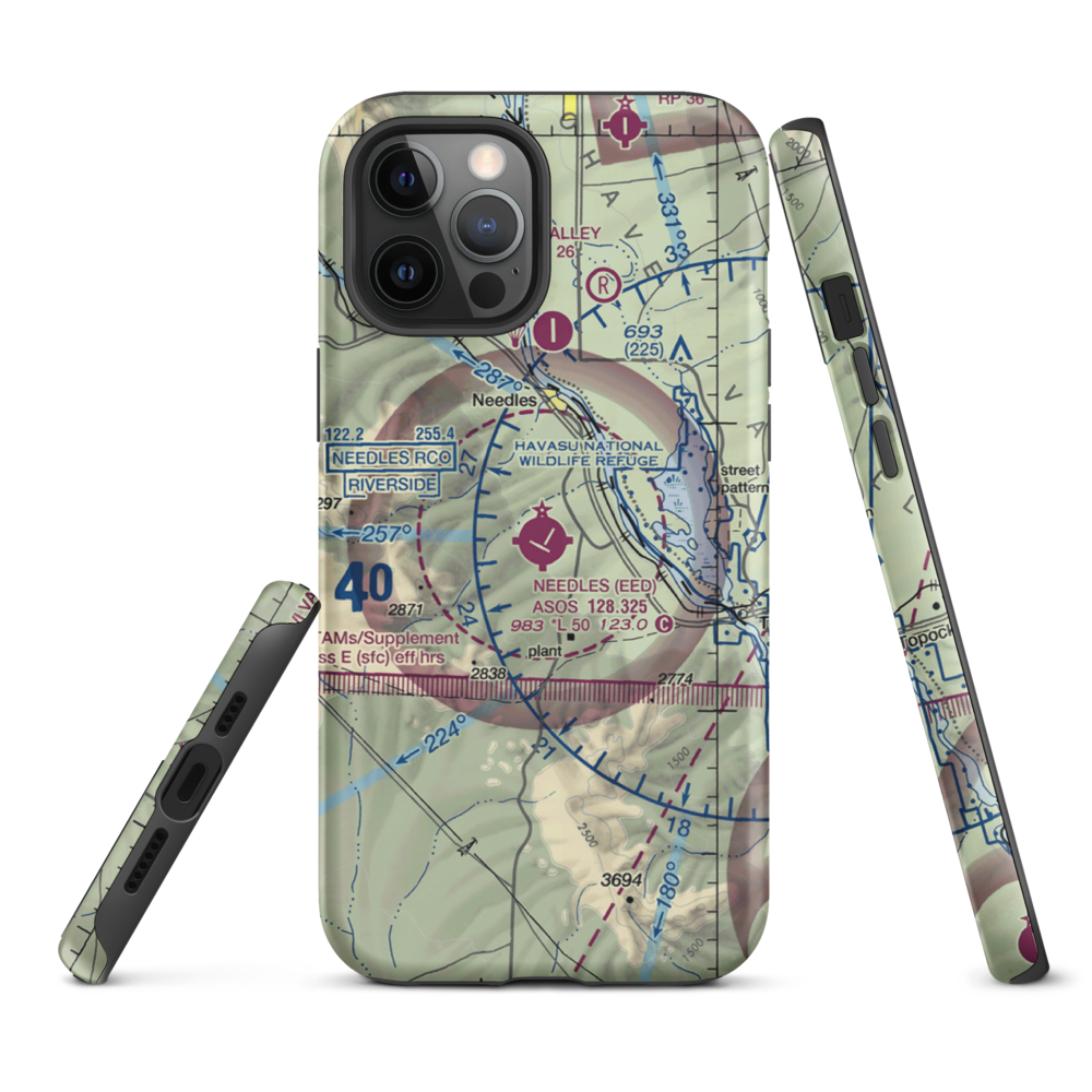 Needles Airport (EED) VFR Sectional  Tough iPhone Case iPhone 12 Pro Max model shown