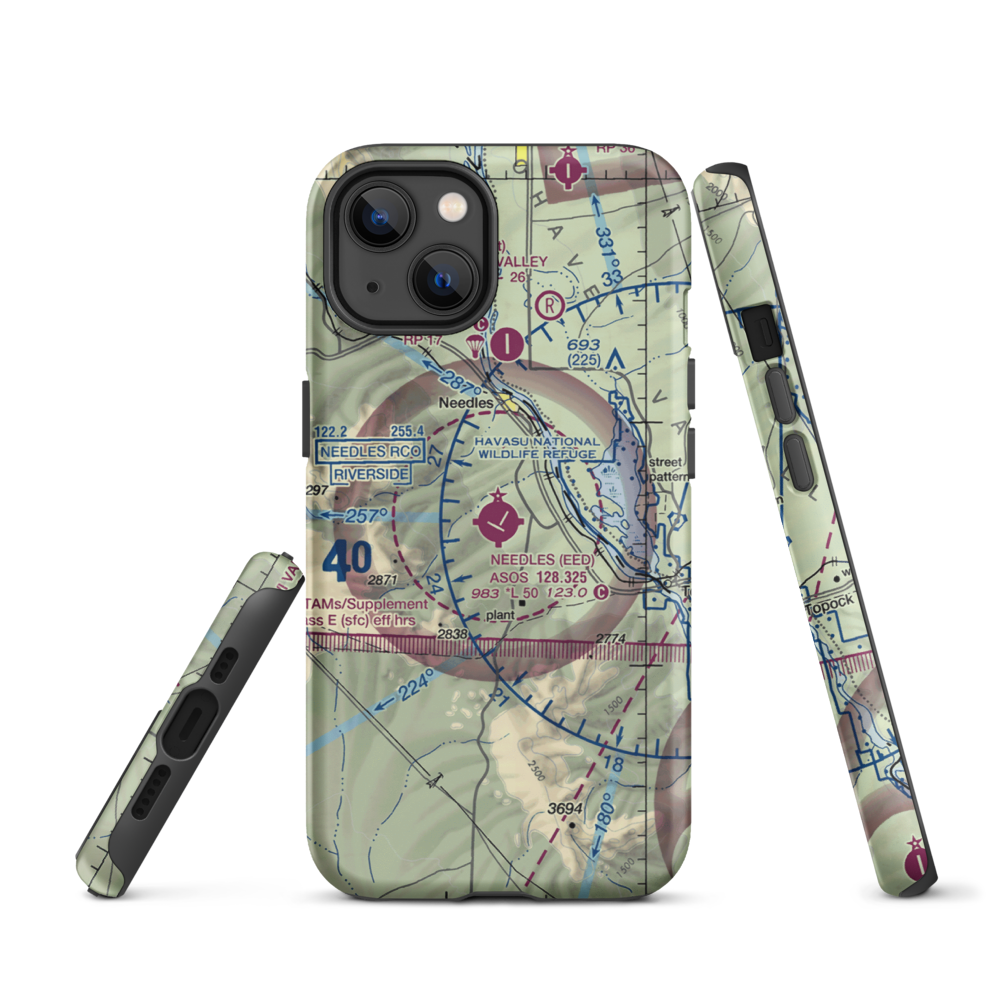 Needles Airport (EED) VFR Sectional  Tough iPhone Case iPhone 13 model shown