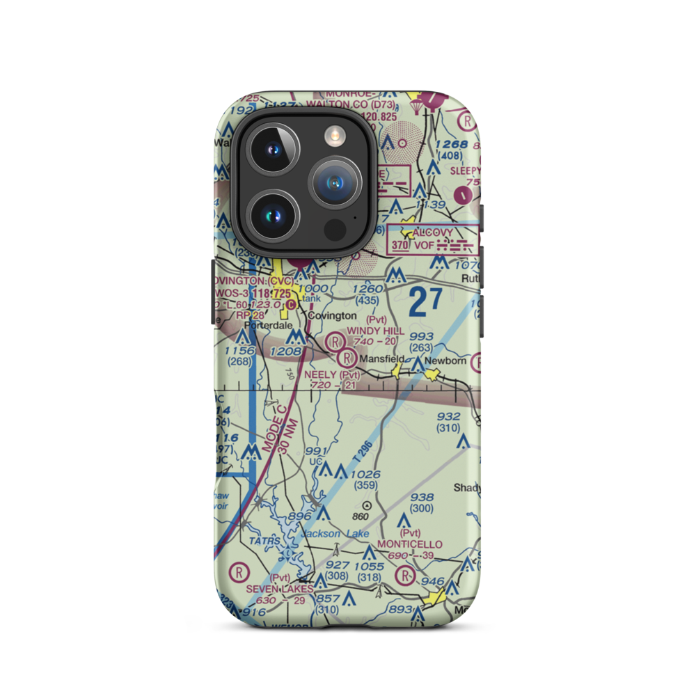 Neely Farms Airport (9GE7) VFR Sectional  Tough iPhone Case iPhone 16 Pro model shown