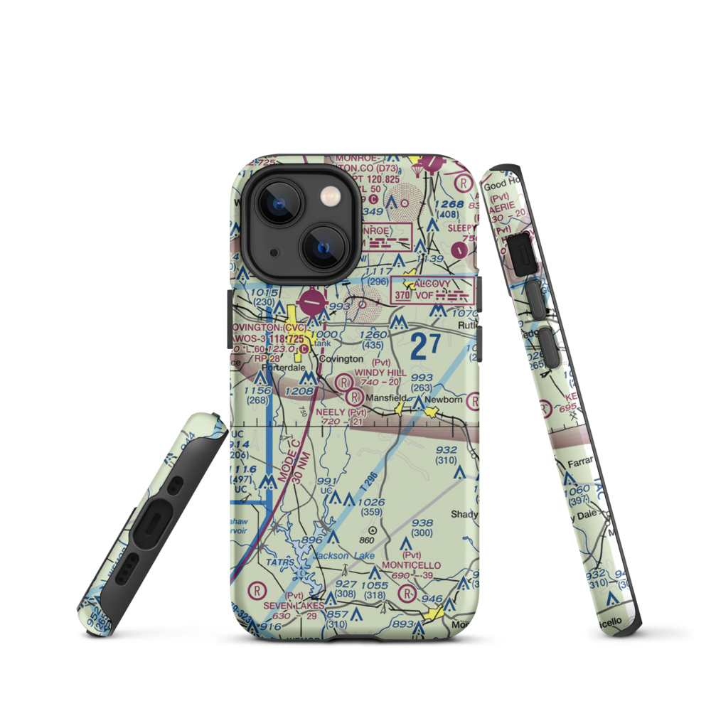 Neely Farms Airport (9GE7) VFR Sectional  Tough iPhone Case iPhone 13 mini model shown