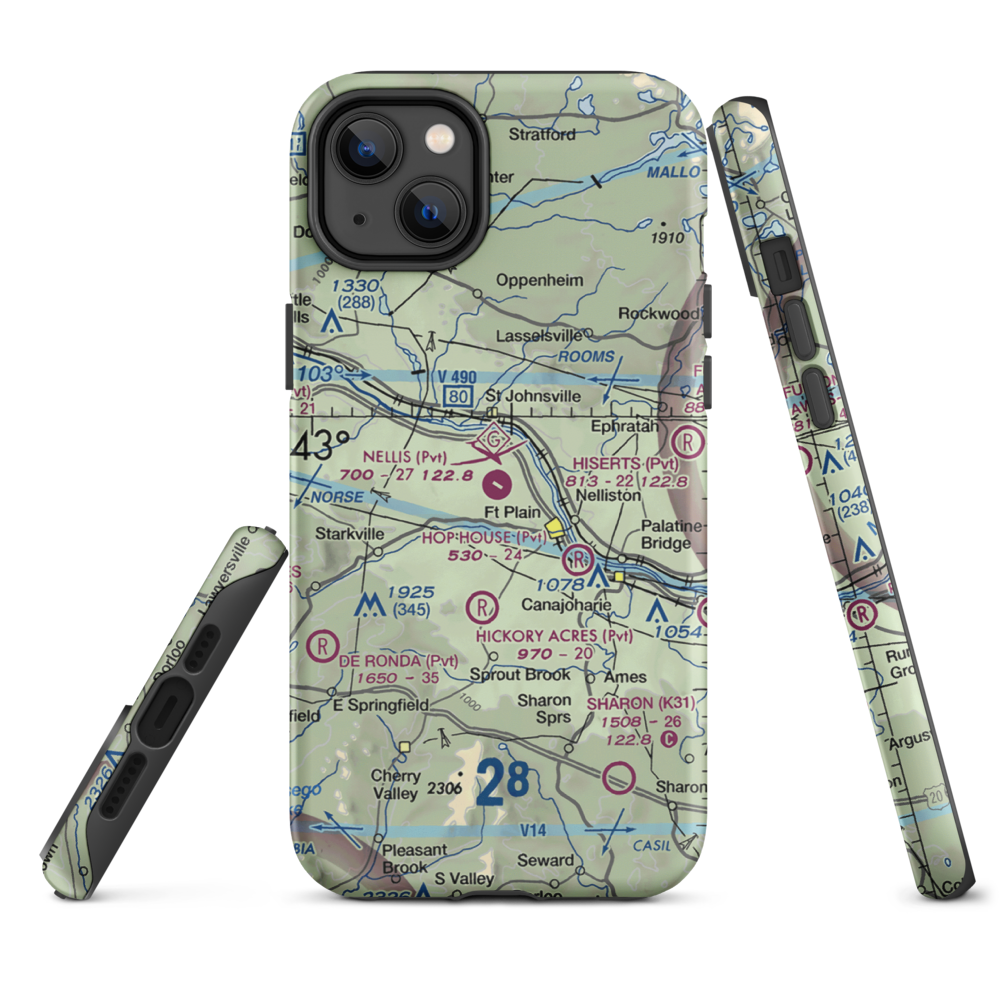 Nellis Field (NY20) VFR Sectional  Tough iPhone Case iPhone 14 Plus model shown