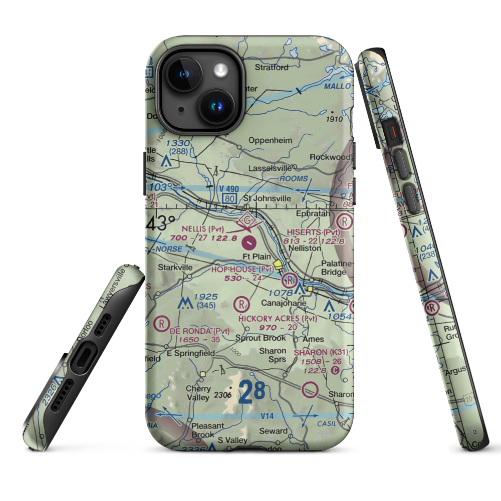 Nellis Field (NY20) VFR Sectional  Tough iPhone Case iPhone 15 Plus model shown