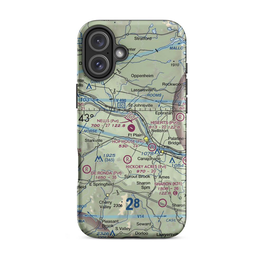 Nellis Field (NY20) VFR Sectional  Tough iPhone Case iPhone 16 Plus model shown