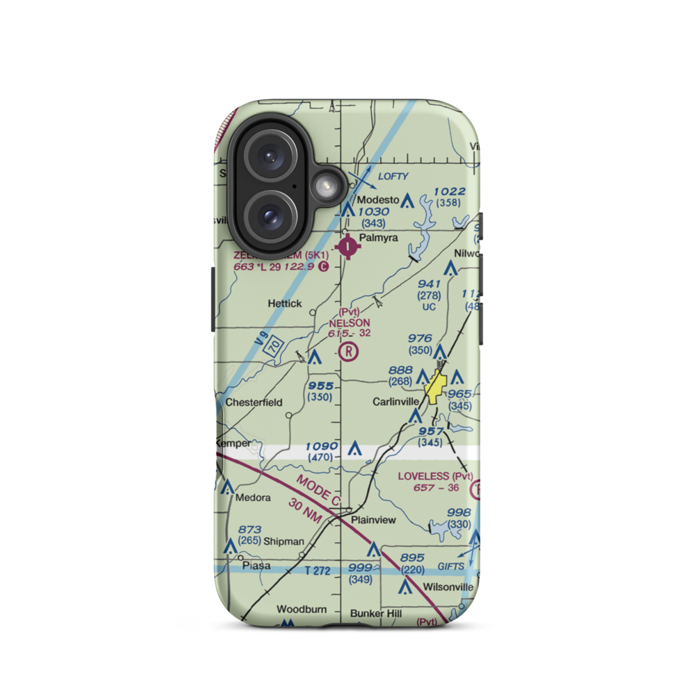Nelson Airport (8IS1) VFR Sectional  Tough iPhone Case iPhone 16 model shown