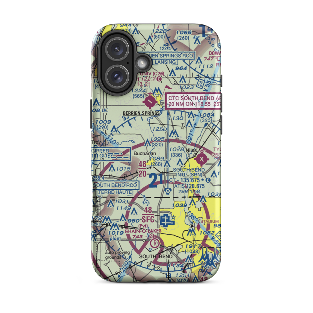 Nelson Airport (MI72) VFR Sectional  Tough iPhone Case iPhone 16 Plus model shown
