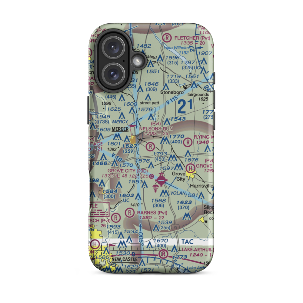 Nelson's Run Airport (39PN) VFR Sectional  Tough iPhone Case iPhone 16 Plus model shown