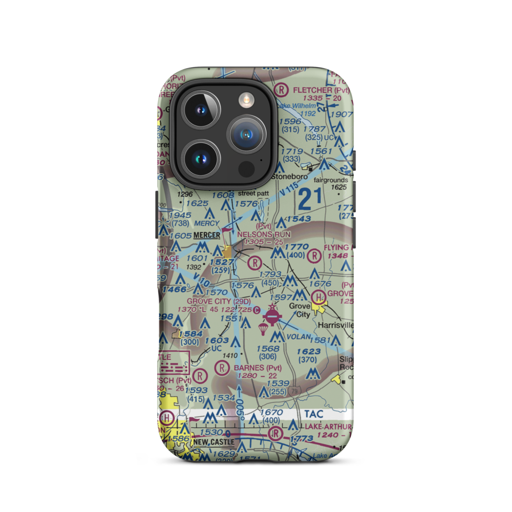 Nelson's Run Airport (39PN) VFR Sectional  Tough iPhone Case iPhone 16 Pro model shown