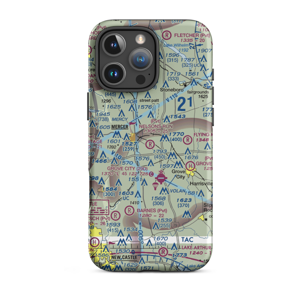 Nelson's Run Airport (39PN) VFR Sectional  Tough iPhone Case iPhone 16 Pro Max model shown