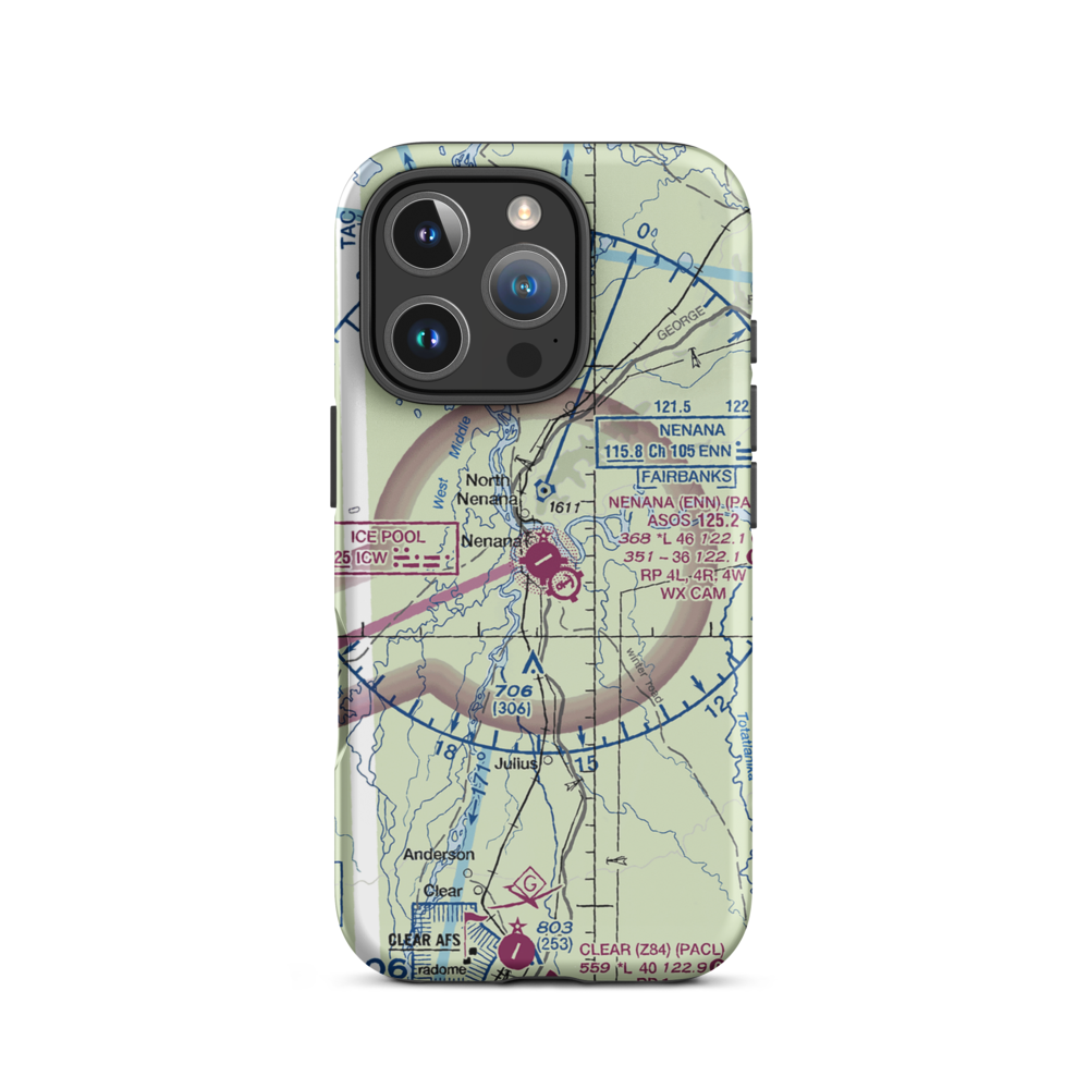 Nenana Municipal Airport (ENN) VFR Sectional  Tough iPhone Case iPhone 16 Pro model shown