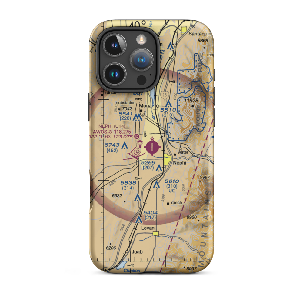 Nephi Municipal Airport (U14) VFR Sectional  Tough iPhone Case iPhone 16 Pro Max model shown