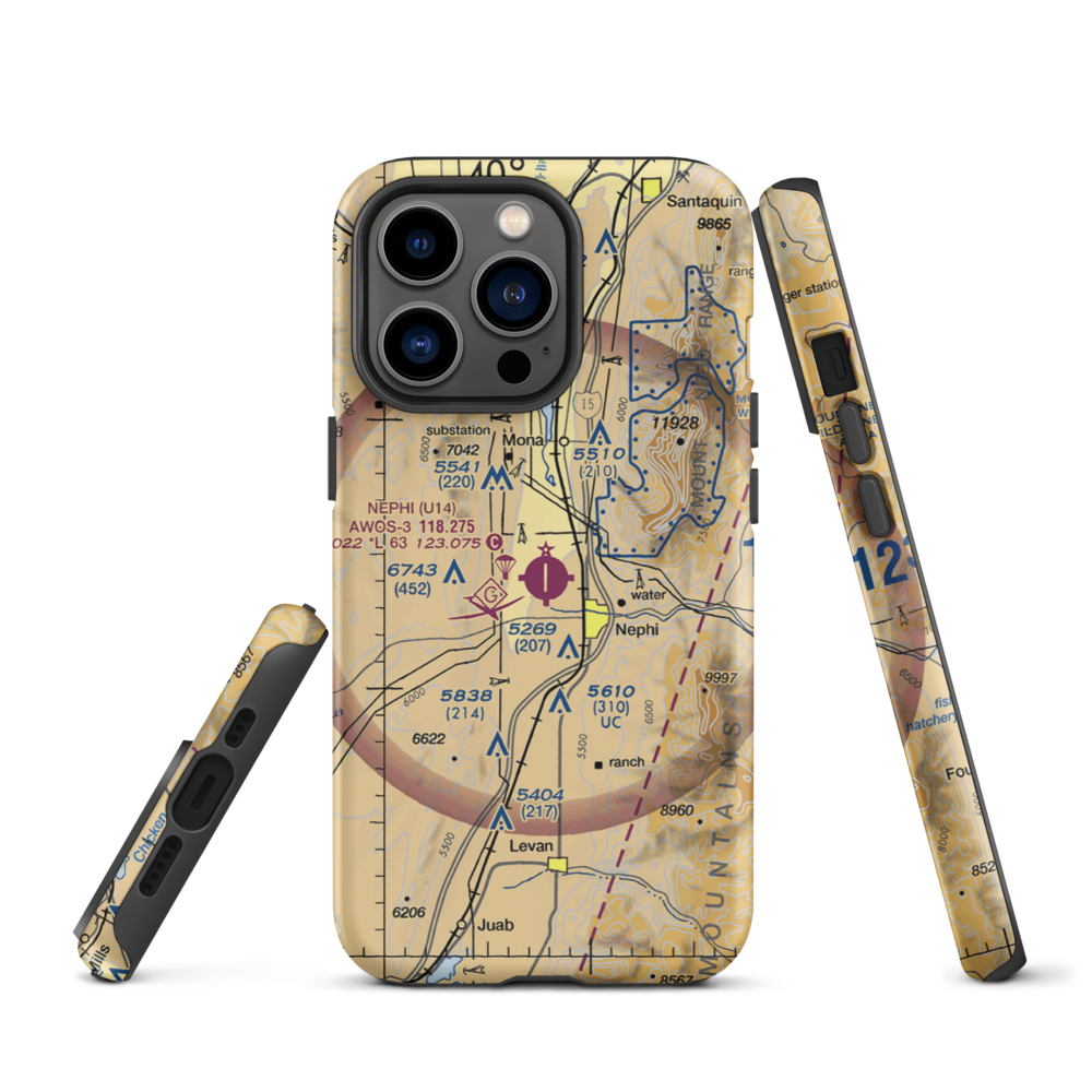 Nephi Municipal Airport (U14) VFR Sectional  Tough iPhone Case iPhone 13 Pro model shown