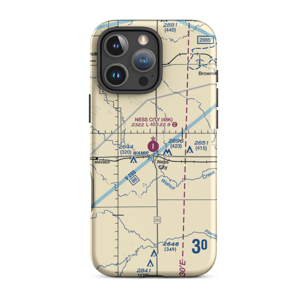 Ness City Municipal Airport (48K) VFR Sectional  Tough iPhone Case iPhone 16 Pro Max model shown