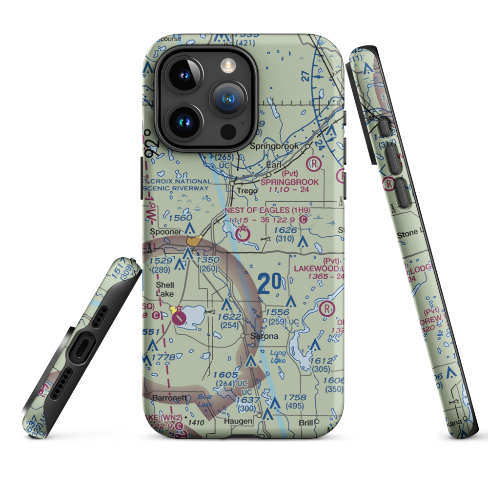Nest of Eagles Airport (1H9) VFR Sectional  Tough iPhone Case iPhone 15 Pro Max model shown