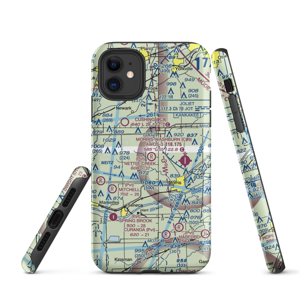 Nettle Creek Landings Airport (IL68) VFR Sectional  Tough iPhone Case iPhone 11 model shown