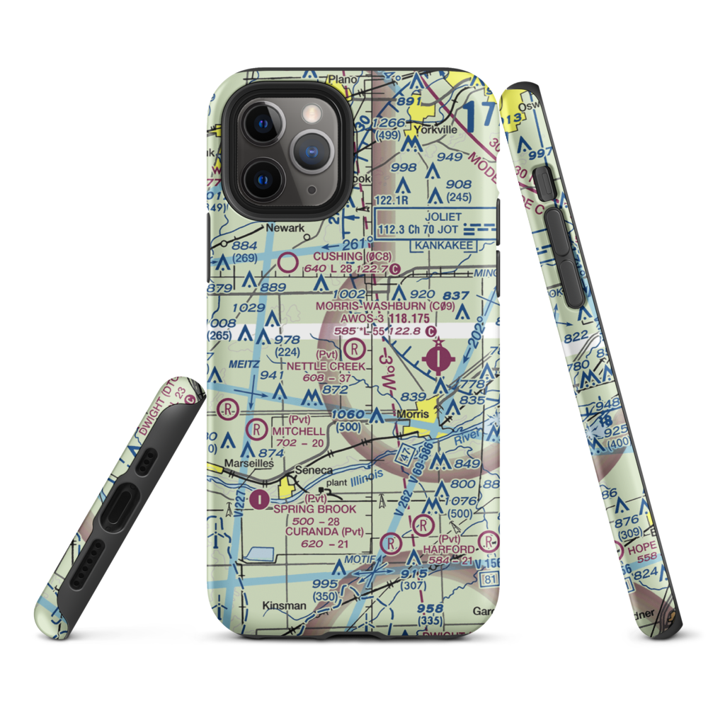 Nettle Creek Landings Airport (IL68) VFR Sectional  Tough iPhone Case iPhone 11 Pro model shown