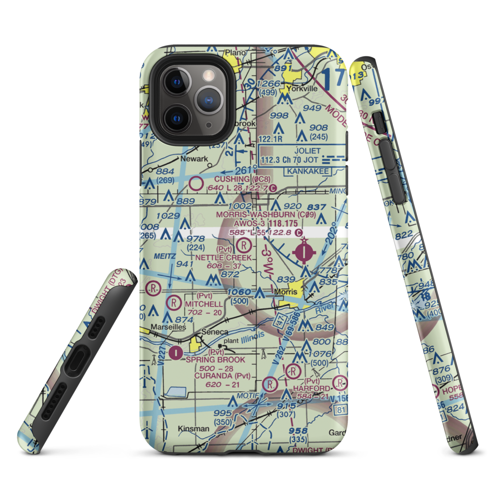 Nettle Creek Landings Airport (IL68) VFR Sectional  Tough iPhone Case iPhone 11 Pro Max model shown