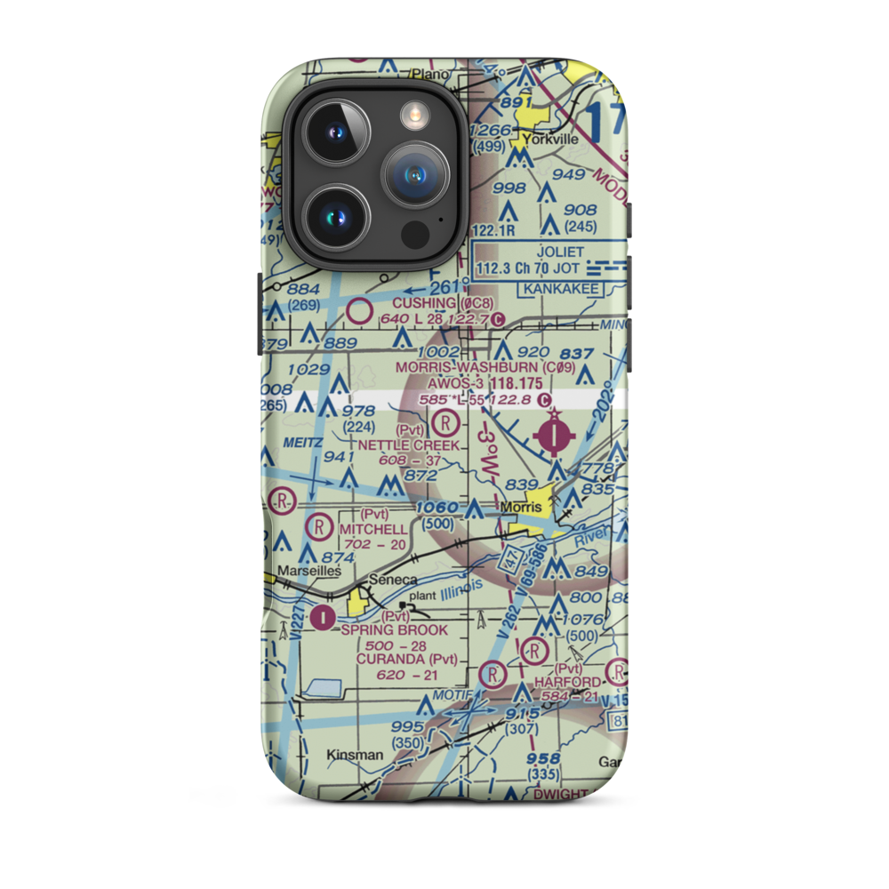 Nettle Creek Landings Airport (IL68) VFR Sectional  Tough iPhone Case iPhone 16 Pro Max model shown