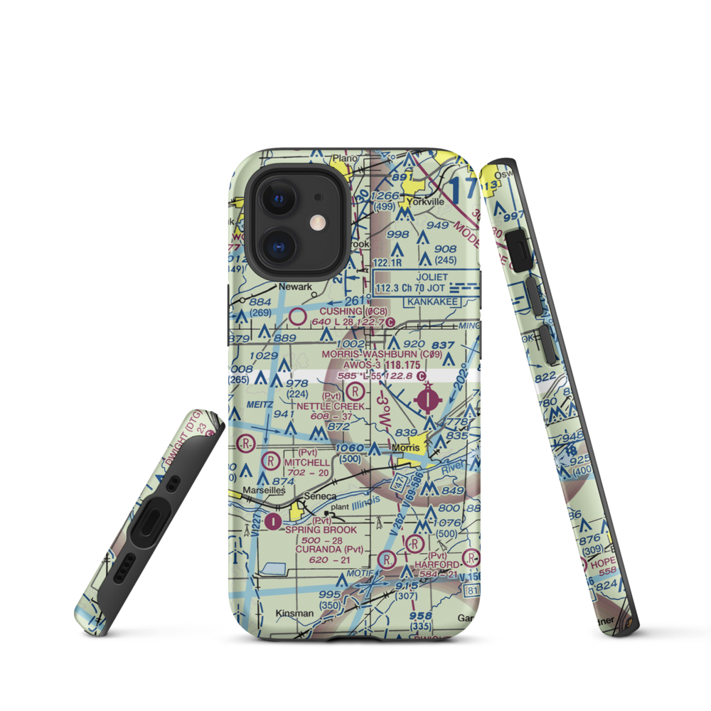 Nettle Creek Landings Airport (IL68) VFR Sectional  Tough iPhone Case iPhone 12 mini model shown