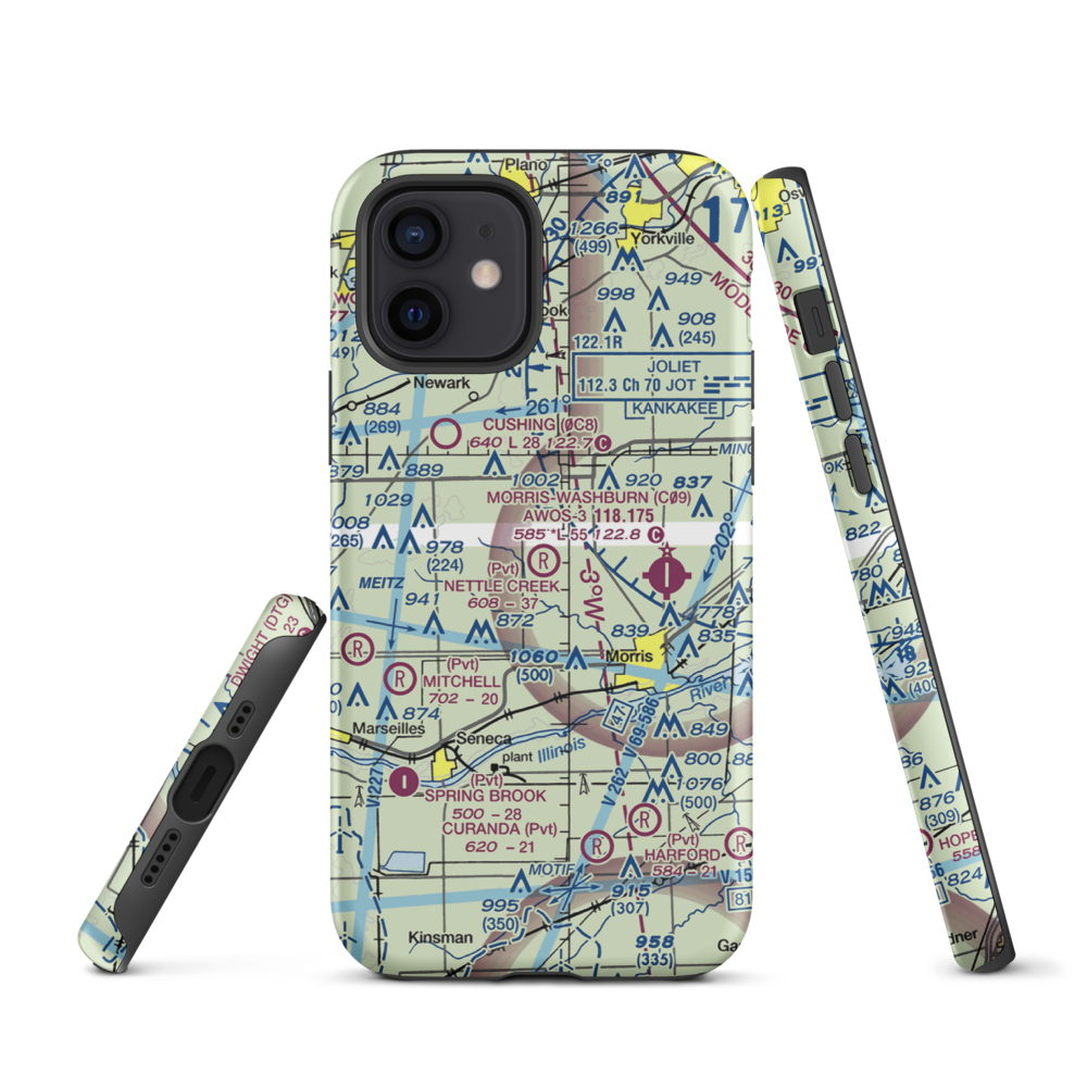 Nettle Creek Landings Airport (IL68) VFR Sectional  Tough iPhone Case iPhone 12 model shown