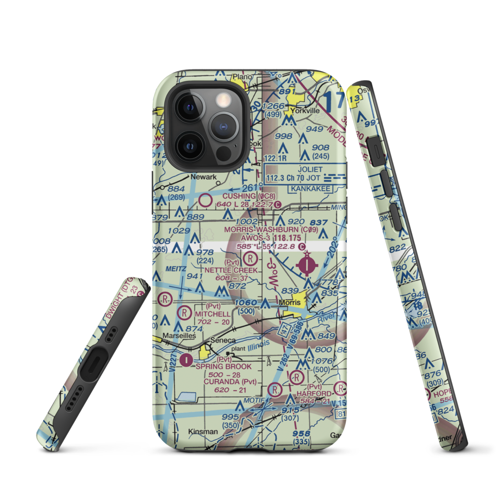 Nettle Creek Landings Airport (IL68) VFR Sectional  Tough iPhone Case iPhone 12 Pro model shown